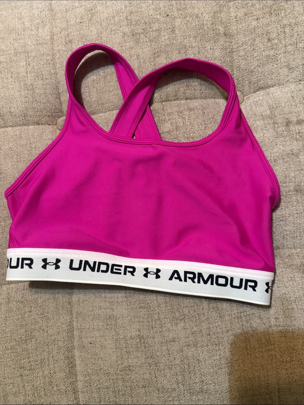 Under Armour Magenta Sports Crop Bra with Branded Elastic